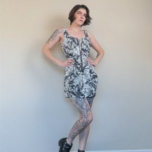 Divided Abstract Pattern Bubble Tunic Dress